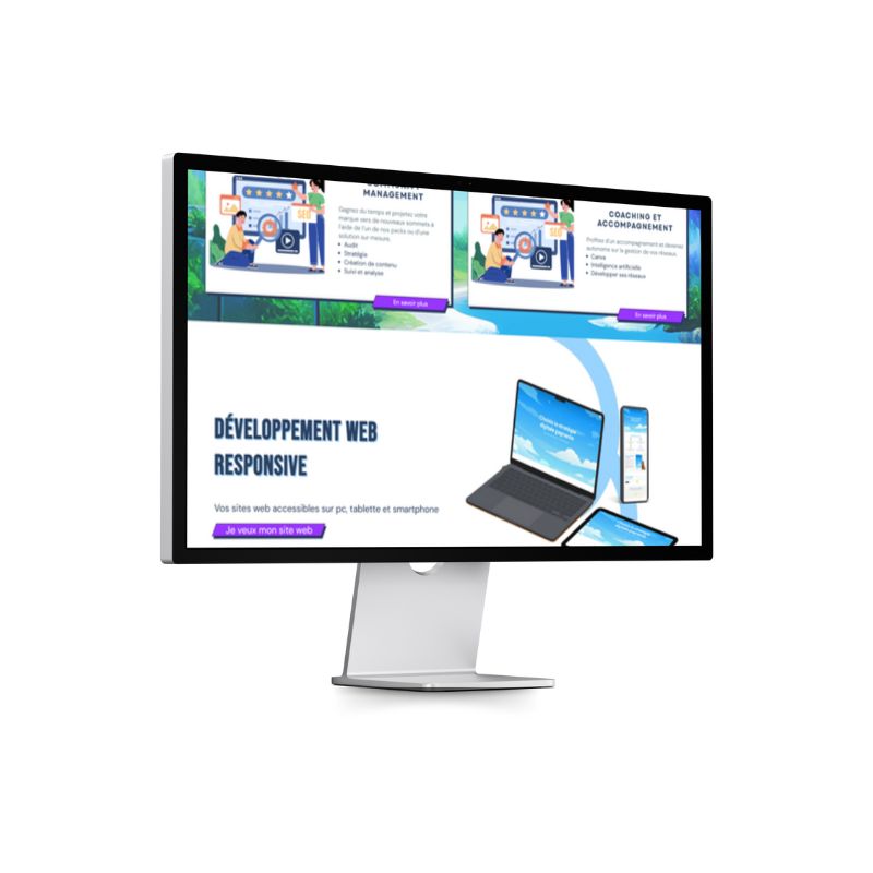 Exemple d'un site vitrine professionnel avec design responsive, adapté aux PC, tablettes et smartphones